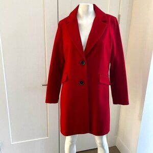 Sam Edelman Classic 2 Button Notch Collar Wool Poly Blend Lined Coat Red Sz M